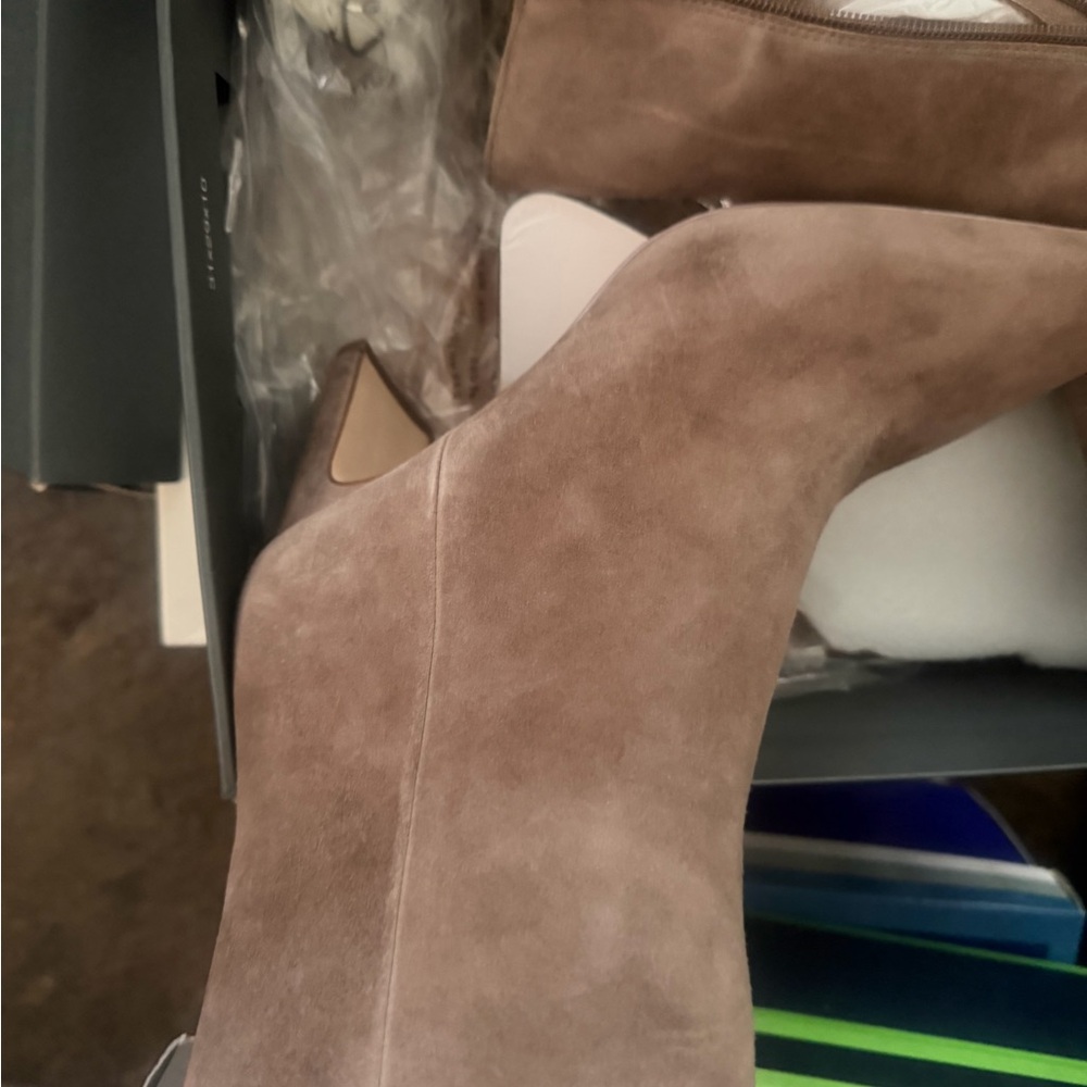 Ann Taylor Taupe Suede Ankle Booties